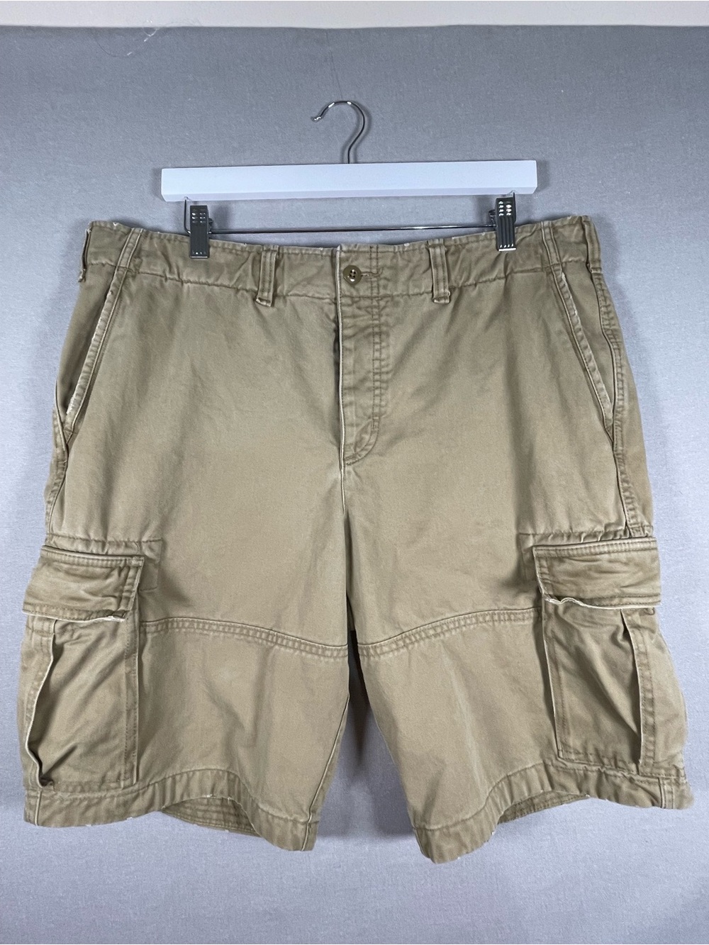 Vintage Y2K Abercrombie & Fitch Men's Cargo Shorts Khaki Tan Heavy Twill Size 36